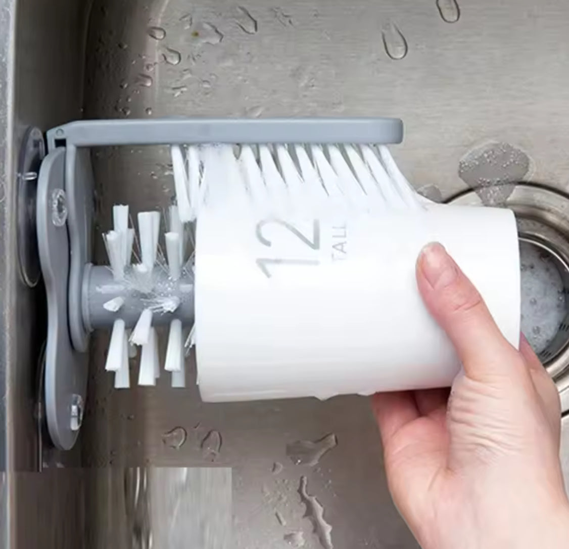 2-in-1 Suction Cup Glass & Bottle Scrubber for Sink - Problems Solved