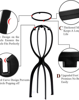 Wig Stand Head, Tall Wig Holder Stand, Black, 3 Pack