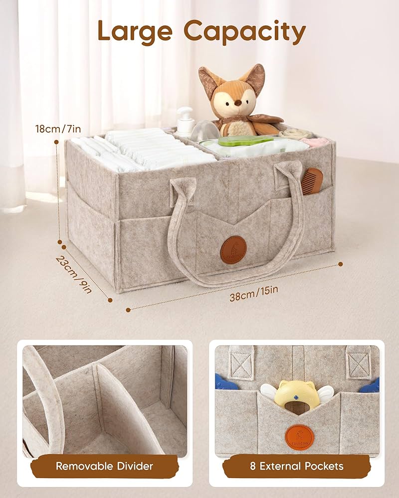 Maliton Nappy Caddy, Newborn Essentials for Diaper Caddy, Sturdy Portable Washable Baby