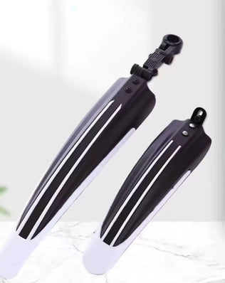 Two mountain and road bike mudguards by Problems Solved, lightweight fenders designed to protect bikes from mud and water splashes.