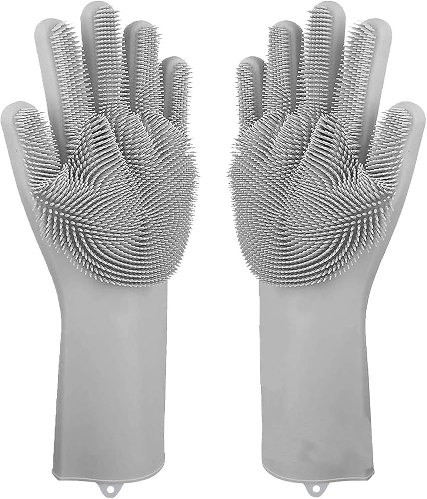 Pet Grooming Gloves, Gentle Dog Bathing Scrubber Gloves, Silicone Hair Removal Gloves