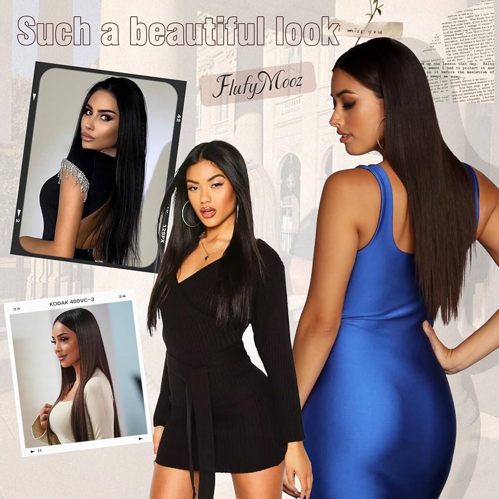 6PCS Clip in Hair Extensions 24" Straight Long Extensions for Women Synthetic Hairpiece