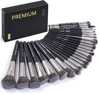Problems Solved 25-piece professional makeup brush set including foundation, blush, and eyeshadow brushes for versatile beauty application.