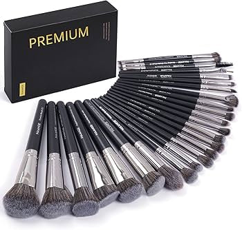 Problems Solved 25-piece professional makeup brush set including foundation, blush, and eyeshadow brushes for versatile beauty application.