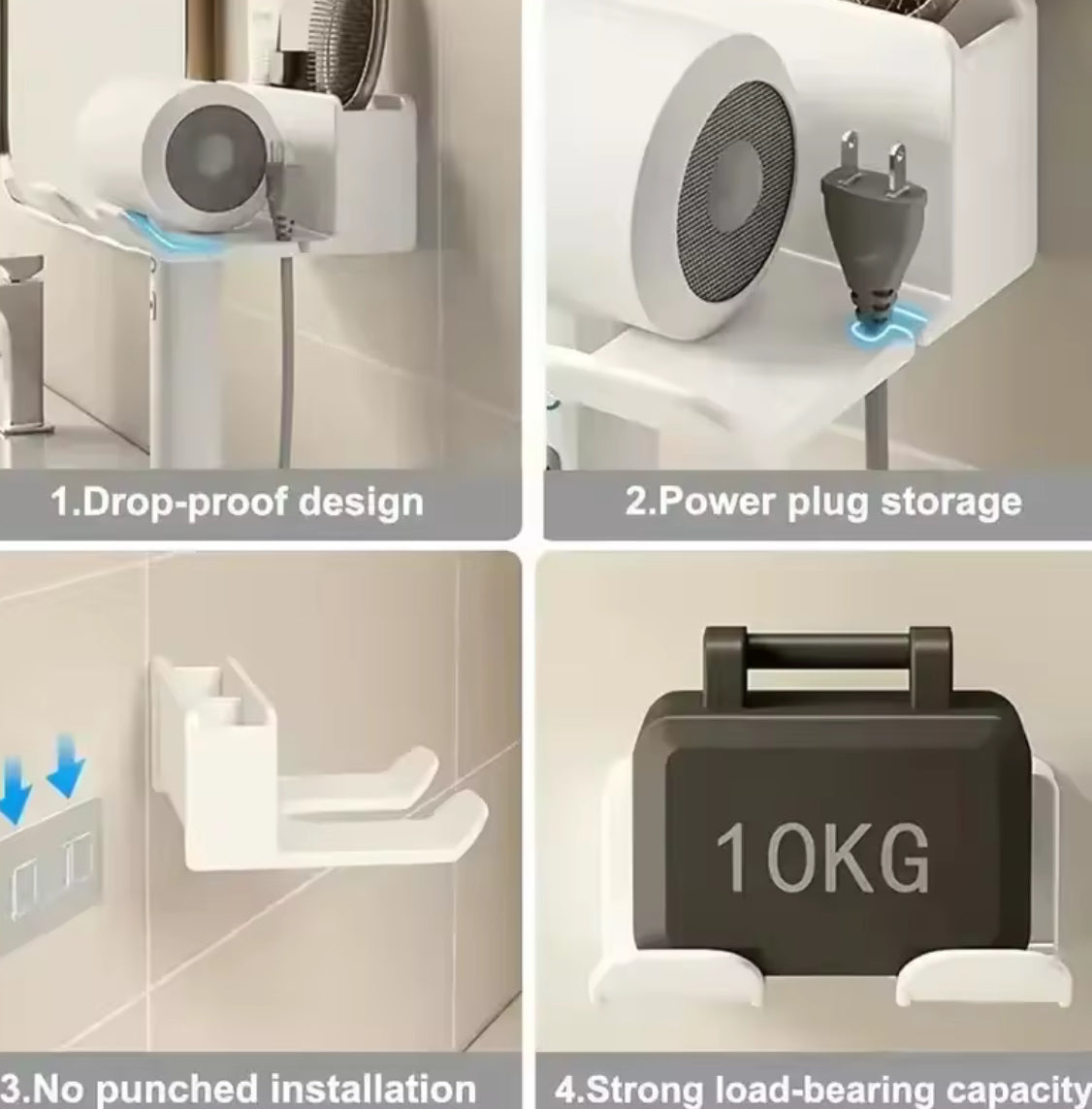 Wall-Mounted Hair Dryer & Styling Tool Holder - Problems Solved
