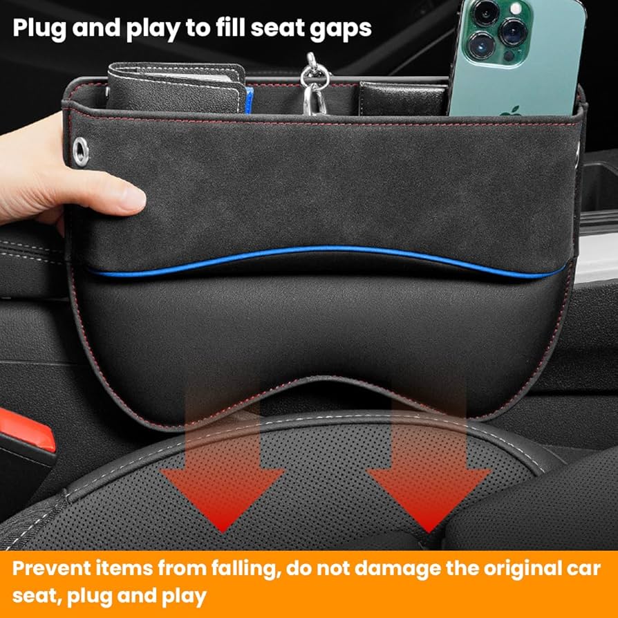 Car Seat Gap Filler Organiser, PU Leather Car Organizer for Front Seat Gap Filling
