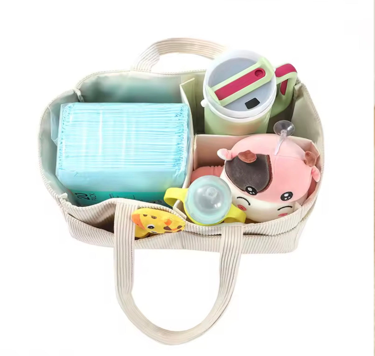 Baby Diaper Caddy Organizer for Changing Table (Cream)