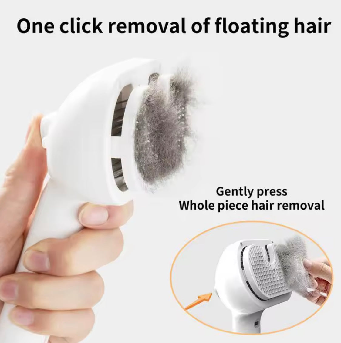 Problems Solved Dog Steam Comb pet massage brush with USB charging, showing the handheld brush and steam vents for grooming.
