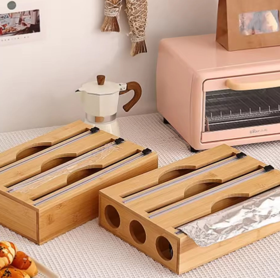 Kitchen Wrap Dispenser with Foil & Cling Film Cutter - Problems Solved