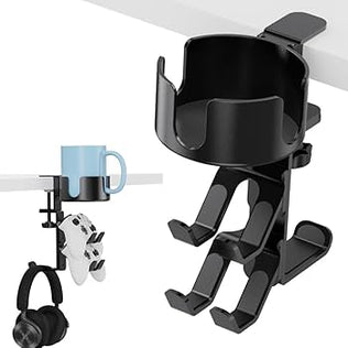 Problems Solved 360º rotating gaming controller headset stand with desk clamp, holds controllers securely and keeps gaming area organized.