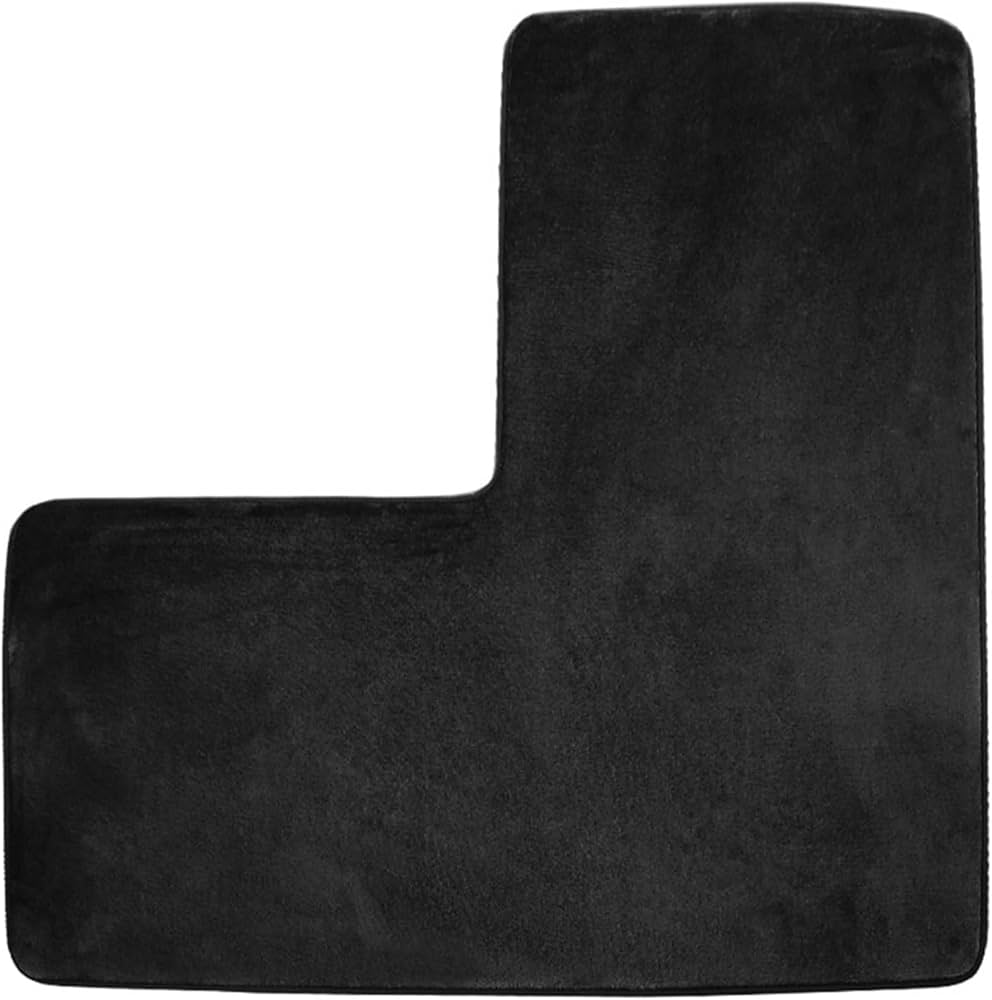 Soft coral fleece shaped bath mat by Problems Solved featuring a non-slip corner shower rug for bathroom floors.