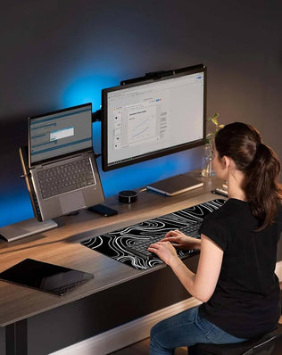Problems Solved XXL gaming mouse mat, large 800x300mm desk mat with non-slip rubber surface and smooth tracking area.