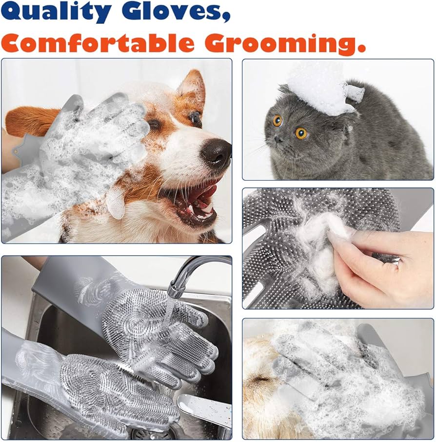 Pet Hair Remover, Gentle Magic Pet Grooming Gloves, Efficient Deshedding Glove for Dogs