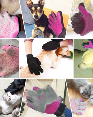 Pet Dog Cat Grooming Glove, Gentle Deshedding Brush Glove, Efficient Pet Hair