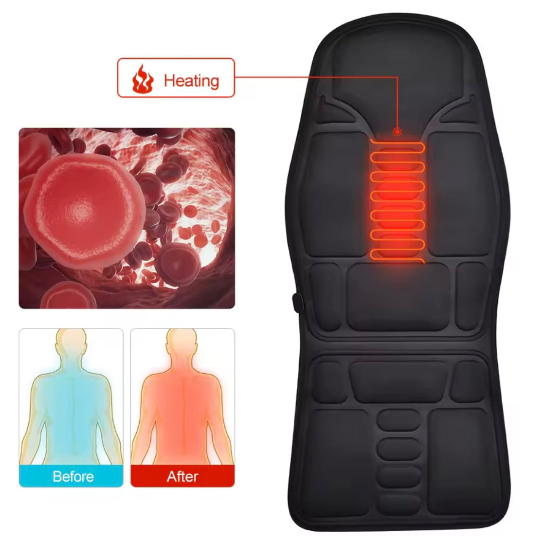 Massager Chair Pad Electric Heating Vibrating Cervical Neck Back Body Cushion - Problems Solved