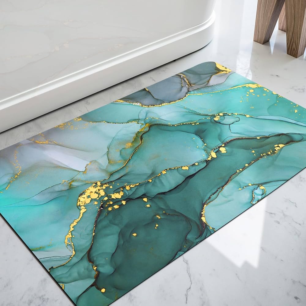 Problems Solved non-slip bath mat, 40x60 cm, quick-drying and super absorbent bathroom mat for shower safety and comfort.