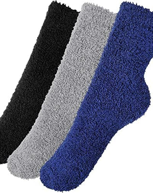 3 Pairs Men's Fluffy Socks Cosy Bed Slipper Socks Winter Thermal Fuzzy Hosiery Warm