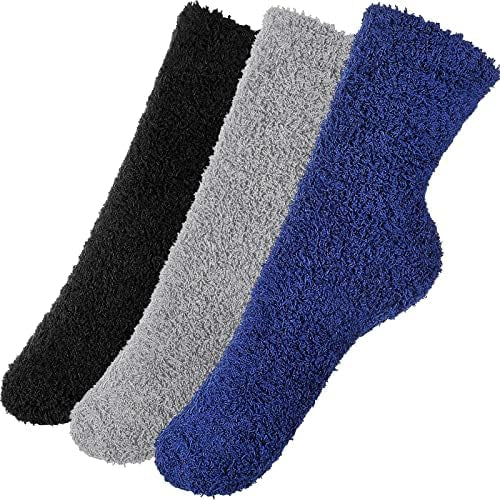 3 Pairs Men's Fluffy Socks Cosy Bed Slipper Socks Winter Thermal Fuzzy Hosiery Warm