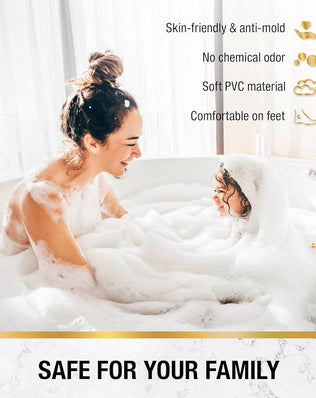 Problems Solved non-slip bath mat, 101x40 cm extra long shower mat with textured surface for safety, BPA free bathroom accessory.