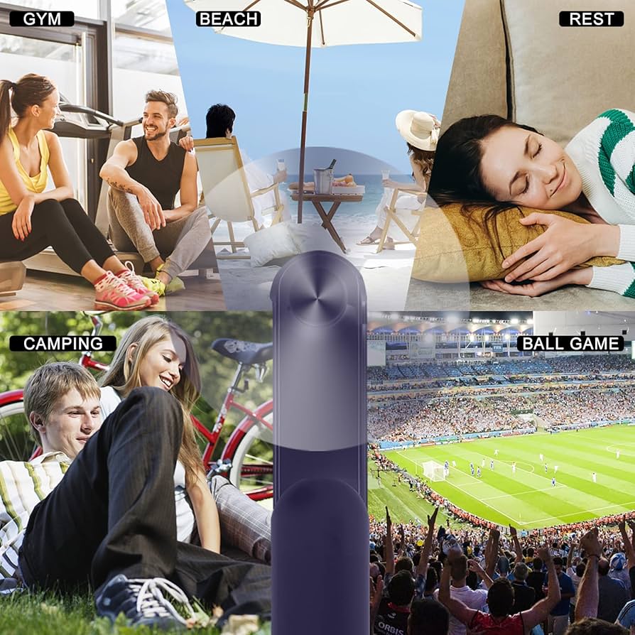 Problems Solved handheld mini fan with three-speed settings, rechargeable quiet handheld fan, compact and portable for personal cooling.