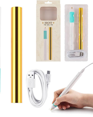 Hot Heated Foil Pens & Hot Foil Roll Set for Card Making Craft Scrapbooking Drawing Pen