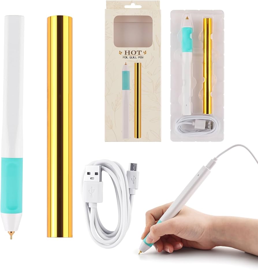 Hot Heated Foil Pens & Hot Foil Roll Set for Card Making Craft Scrapbooking Drawing Pen