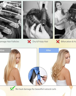 No Heat Hair Curlers for Long Hair, Soft Sleeping Overnight Silk Ribbon Hair Rollers Lazy