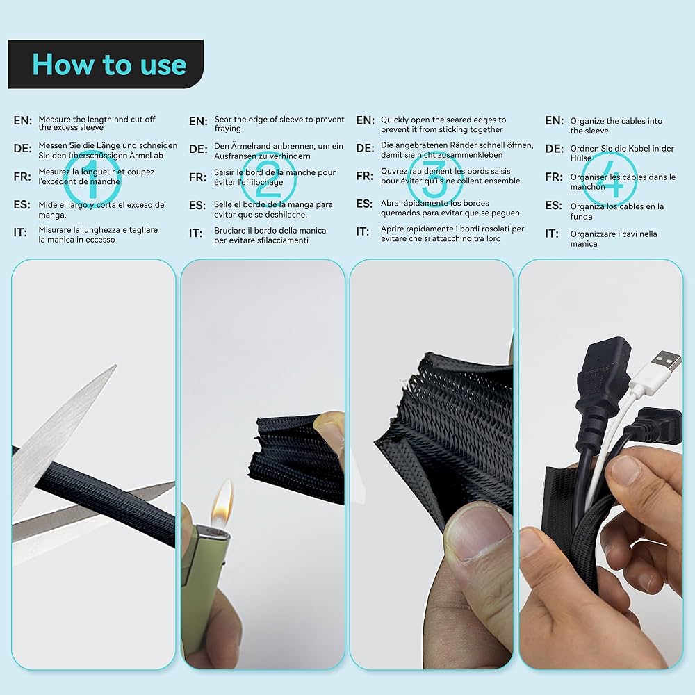 Problems Solved 13mm cable tidy sleeve, 3m length, flexible cable management tube for PC and TV setup.