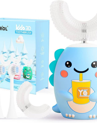 U Shape Electric Toothbrush for Kids with 4 Brush Heads, Sonic Toothbrush for Kids with 5 Modes