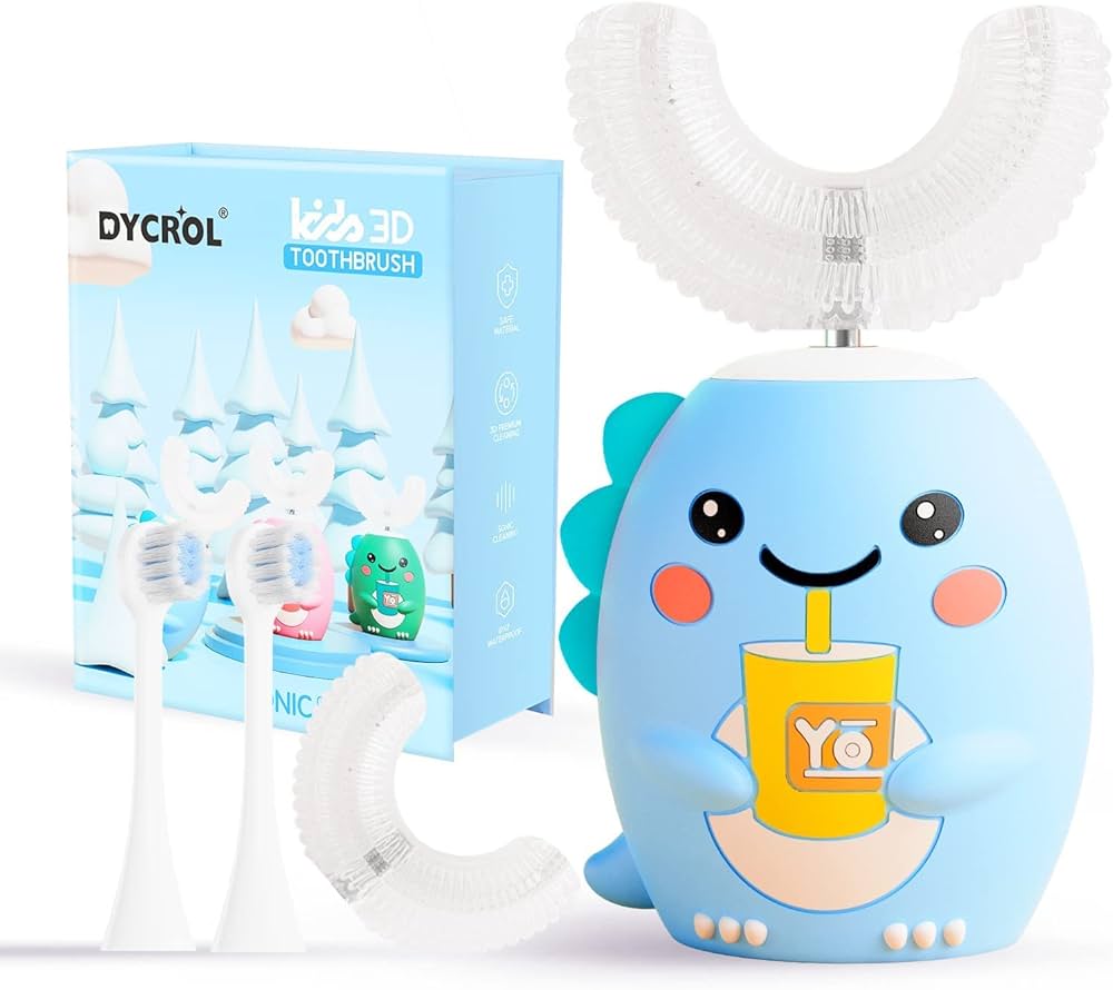 U Shape Electric Toothbrush for Kids with 4 Brush Heads, Sonic Toothbrush for Kids with 5 Modes