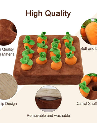 Interactive Dog Toys, Carrot Snuffle Mat for Dogs Plush Puzzle Toys 2 in 1 Non-Slip