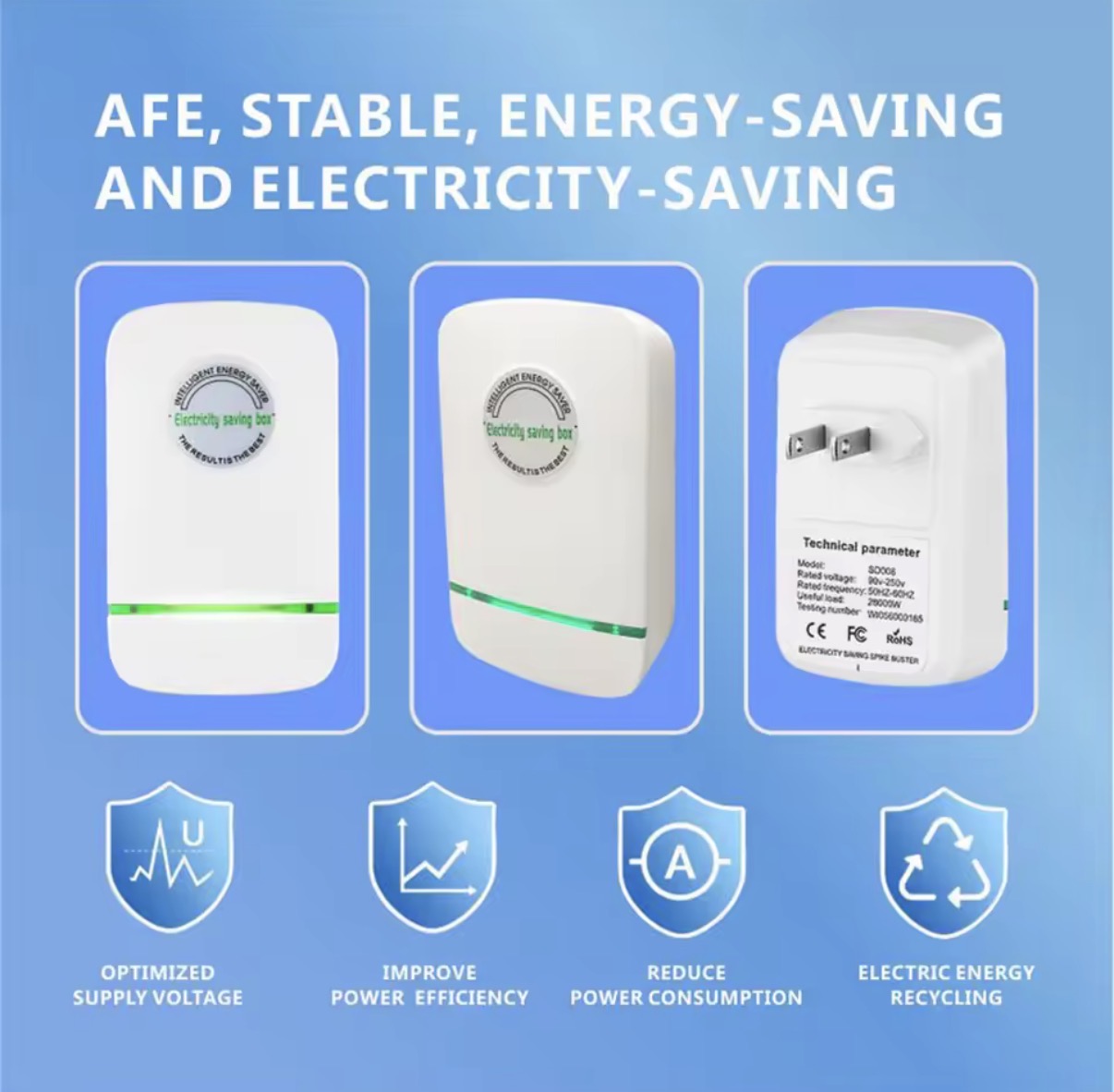 Pro Electricity Saving Box 90V-250V EU Plug Home Office Power Saver