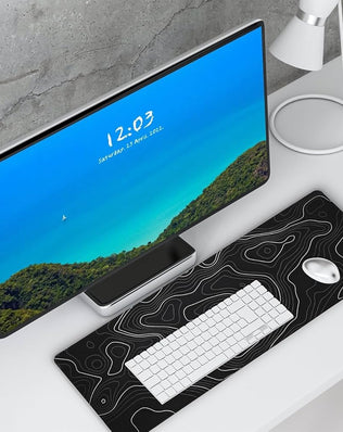 Problems Solved large gaming mouse pad, 800x300mm desk mat with non-slip base and smooth surface for gaming and office use.