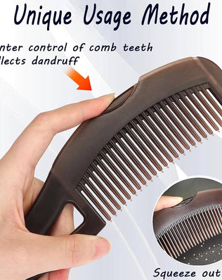 Dandruff Comb, Hollow Tooth, Detoxing, Scalp Psoriasis, Lice, Multifunctional, Brown