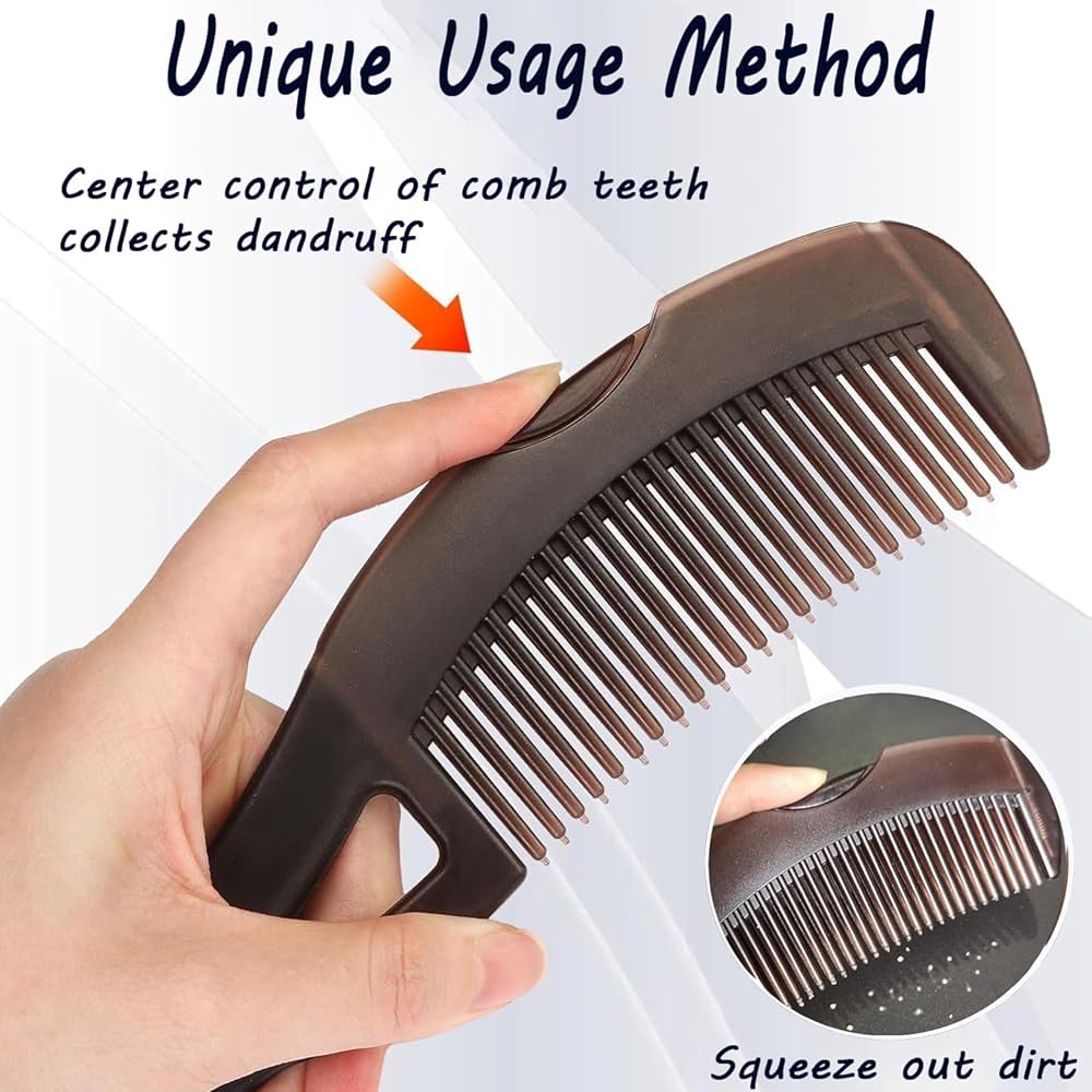Dandruff Comb, Hollow Tooth, Detoxing, Scalp Psoriasis, Lice, Multifunctional, Brown