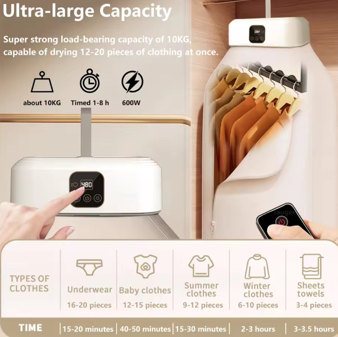 Portable Foldable Electric Clothes Dryer with UV Sterilization - Problems Solved