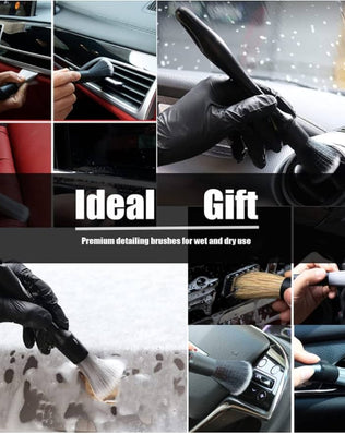 3pcs Car Detailing Brushes Set Soft Auto Detailing Brush Kit Interchangeable Different Sized