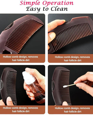 Dandruff Comb, Hollow Tooth, Detoxing, Scalp Psoriasis, Lice, Multifunctional, Brown