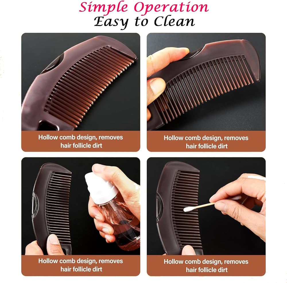 Dandruff Comb, Hollow Tooth, Detoxing, Scalp Psoriasis, Lice, Multifunctional, Brown