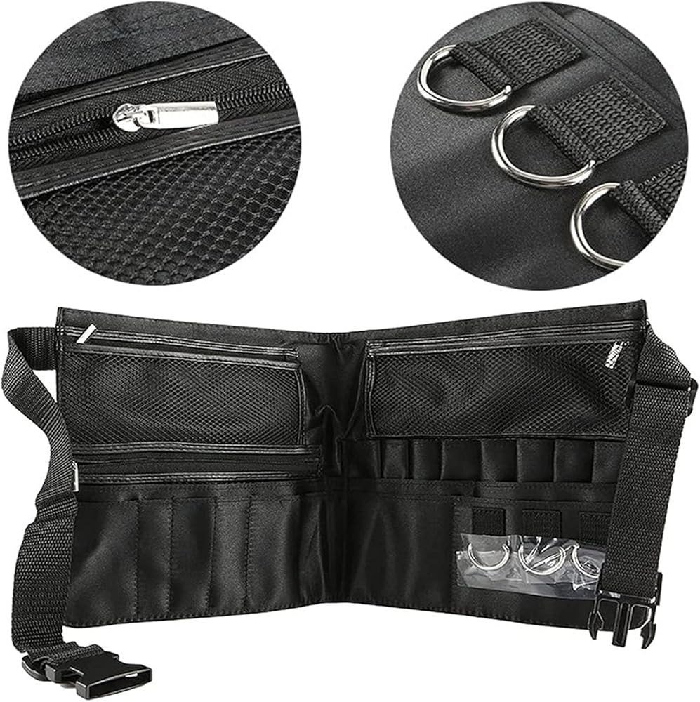 Problems Solved makeup brush cosmetic bag with organized compartments for artists and makeup enthusiasts, showcasing its sleek design.