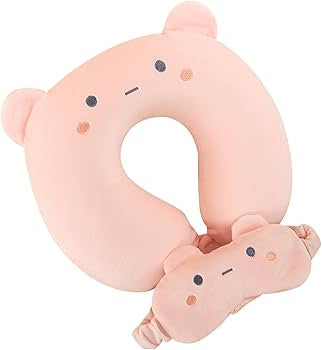 Travel Pillow Kids Travel Pillow with Sleep Eye Mask Cute Neck Pillow for Travel Soft Memory