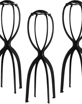 Wig Stand Head, Tall Wig Holder Stand, Black, 3 Pack