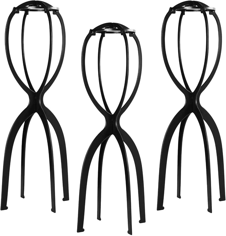 Wig Stand Head, Tall Wig Holder Stand, Black, 3 Pack