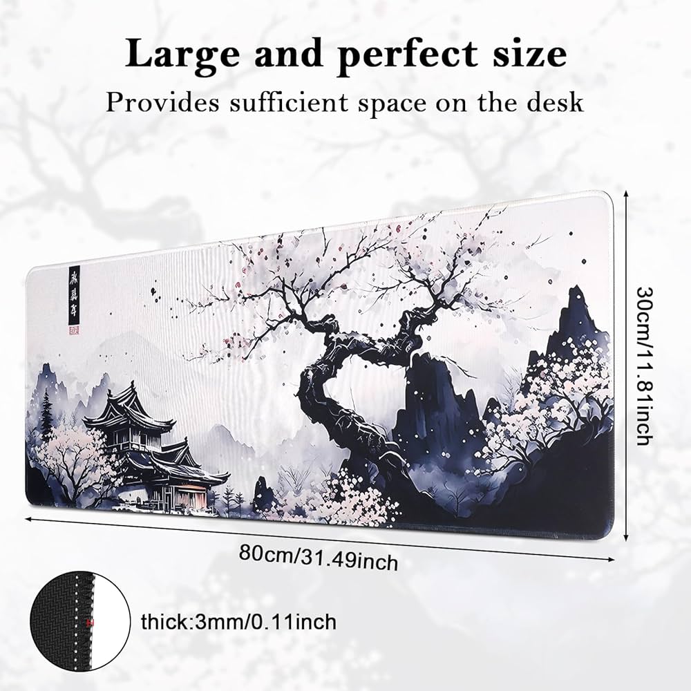 Problems Solved non-slip gaming mouse pad, 80×30cm waterproof extended mouse mat with anti-slip base, ideal for gaming and office use.