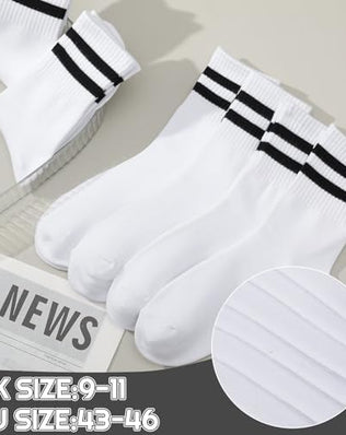Six pairs of Problems Solved men's breathable striped crew socks featuring athletic and casual styles, shown laid flat.