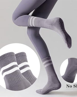 Problems Solved women's non-slip yoga socks with anti-skid soles, long design for yoga, barre, ballet, and dance activities.