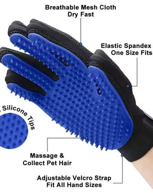 Pet Grooming Glove, Gentle Hair Removal and Efficient Massage for Dogs, Cats