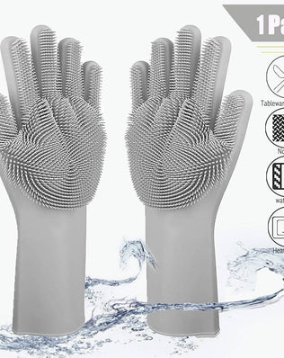 Pet Grooming Gloves, Gentle Dog Bathing Scrubber Gloves, Silicone Hair Removal Gloves