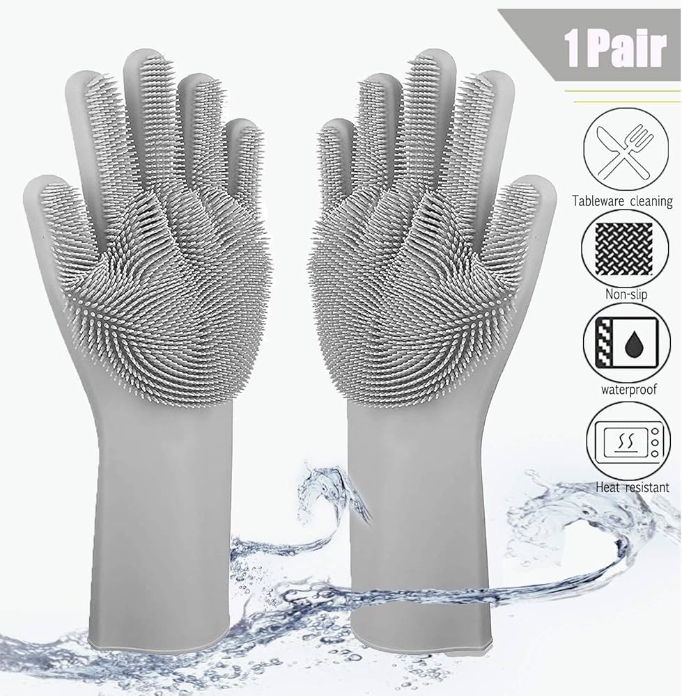 Pet Grooming Gloves, Gentle Dog Bathing Scrubber Gloves, Silicone Hair Removal Gloves