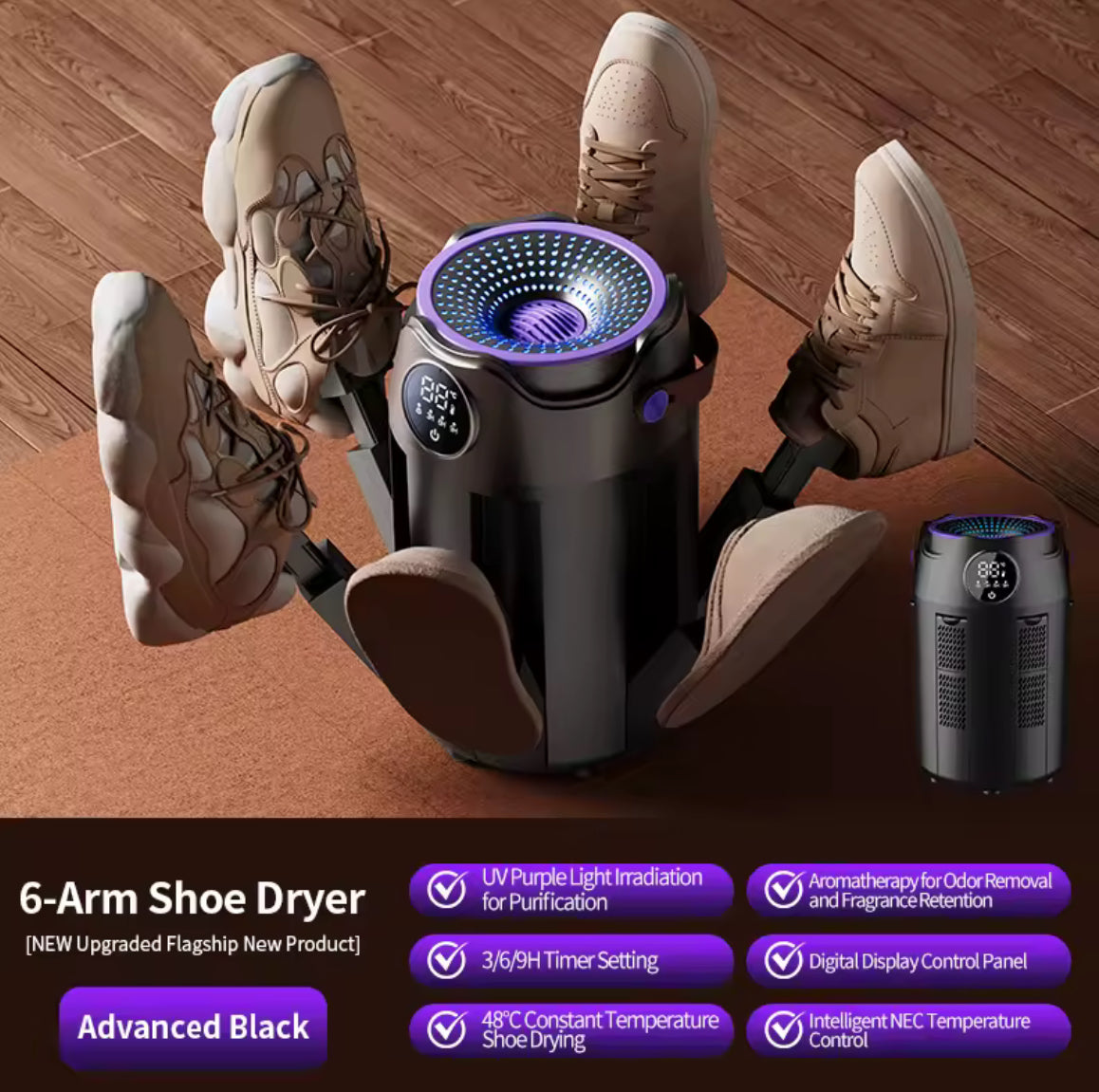 Intelligent Home Portable Folding Six Arms Shoe Dryer - Problems Solved